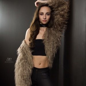 Light brown faux fur jacket